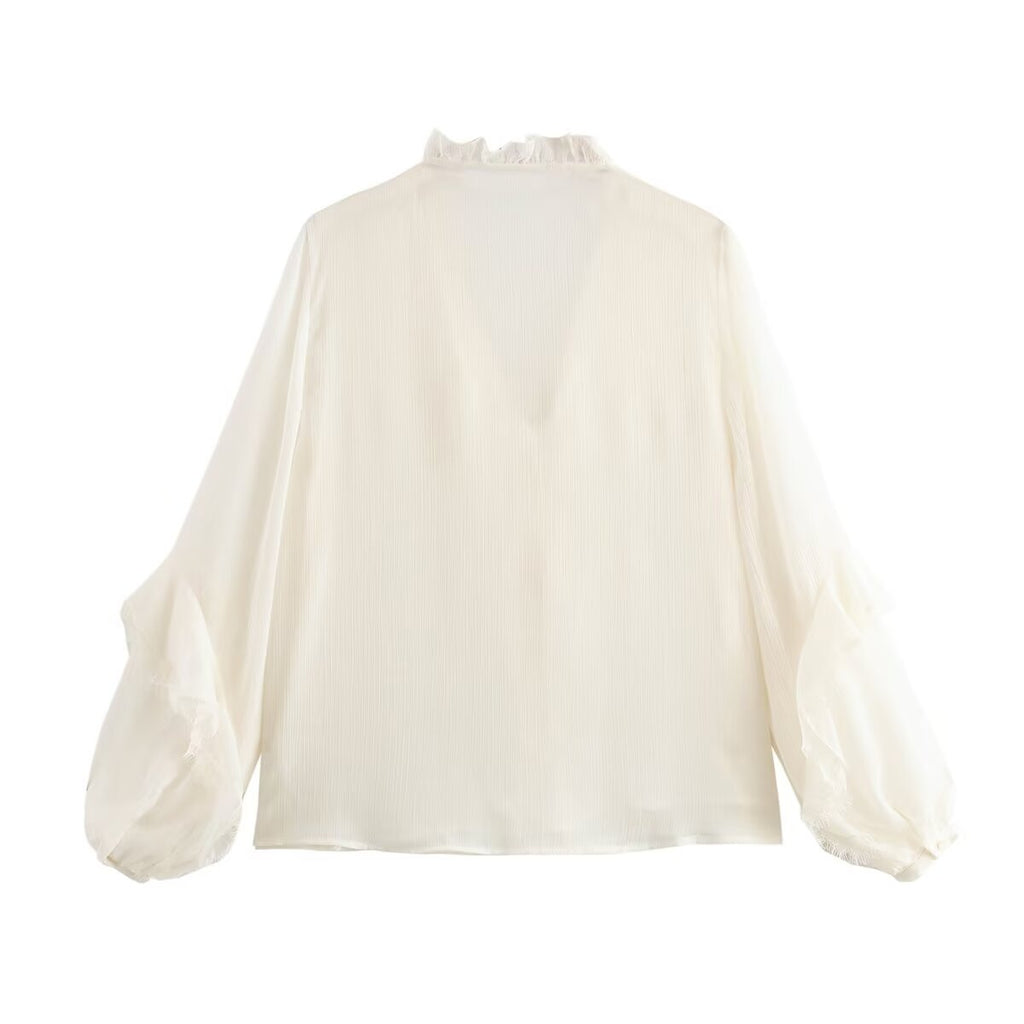 Women's Autumn Women Clothing Laminated Decoration Romantic Shirt