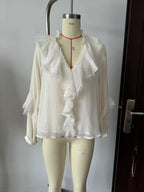 Women's Autumn Women Clothing Laminated Decoration Romantic Shirt