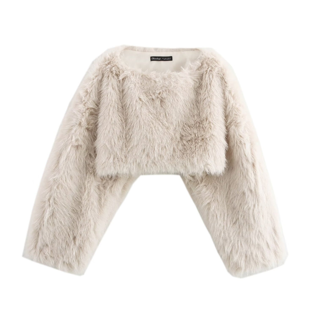 Women's Solid Color Long Sleeve Artificial Fur Effect Top