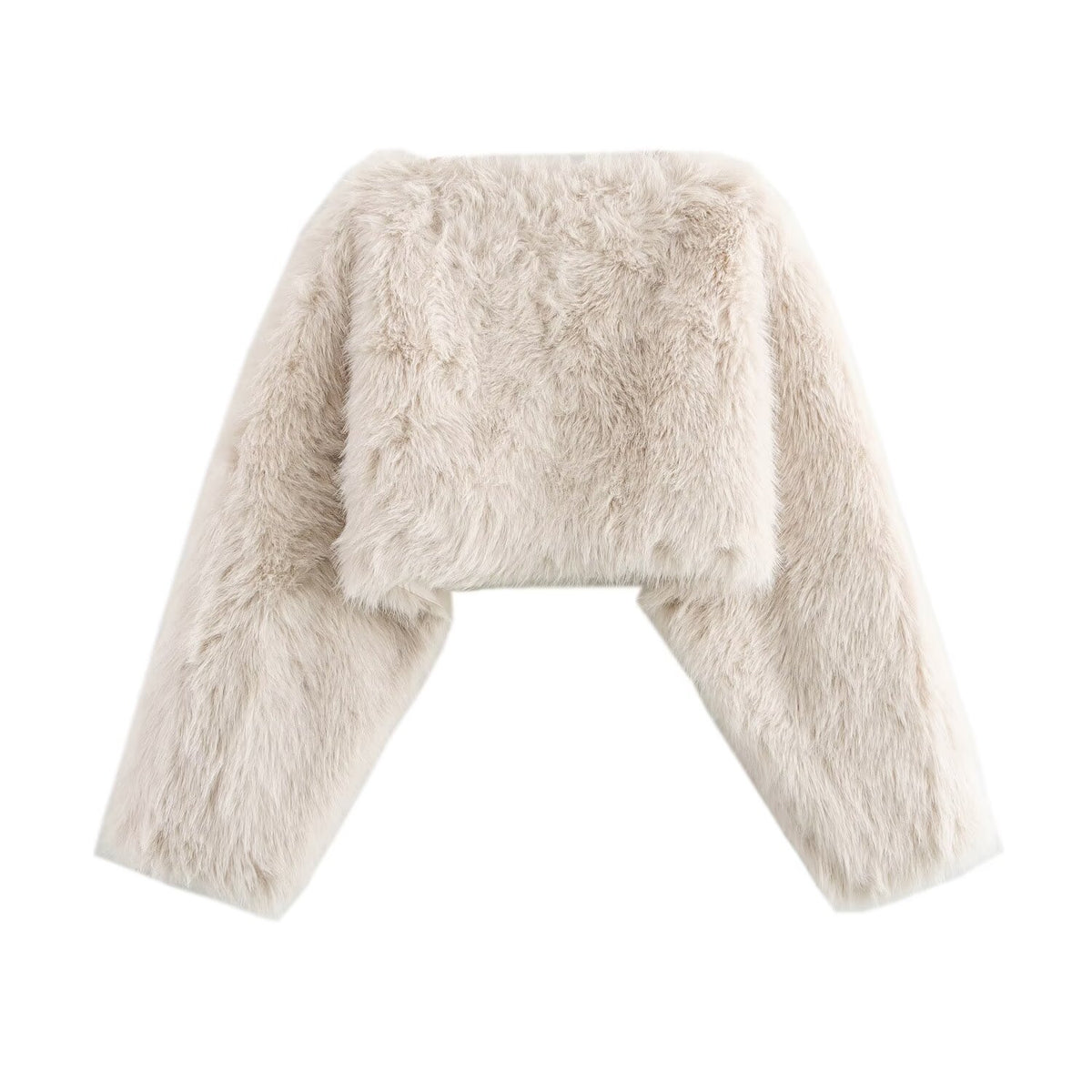Women's Solid Color Long Sleeve Artificial Fur Effect Top