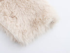 Women's Solid Color Long Sleeve Artificial Fur Effect Top
