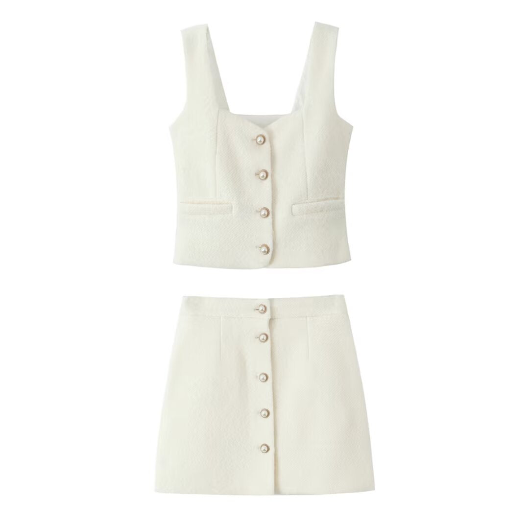 Women's High-Waisted Top and Skirt Two-Piece Set