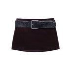 Women's Velvet Belted Mini Two-Piece Skirt Set