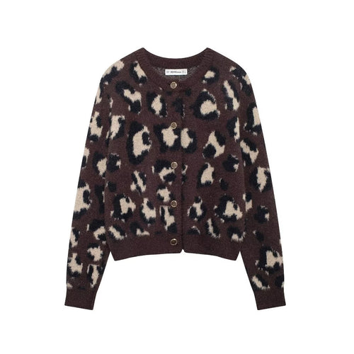 Women Clothing Animal Pattern Jacquard Artificial Fur Knitted Coat