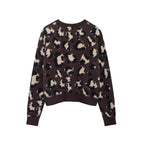 Women's Clothing Animal Pattern Jacquard Artificial Fur Knitted Coat