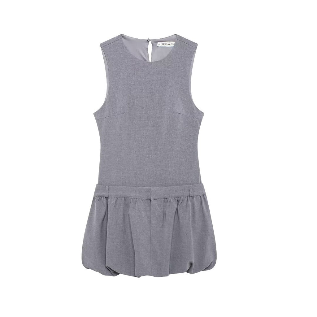 Women's Wide Swing Crew Neck Sleeveless Short Version Dress