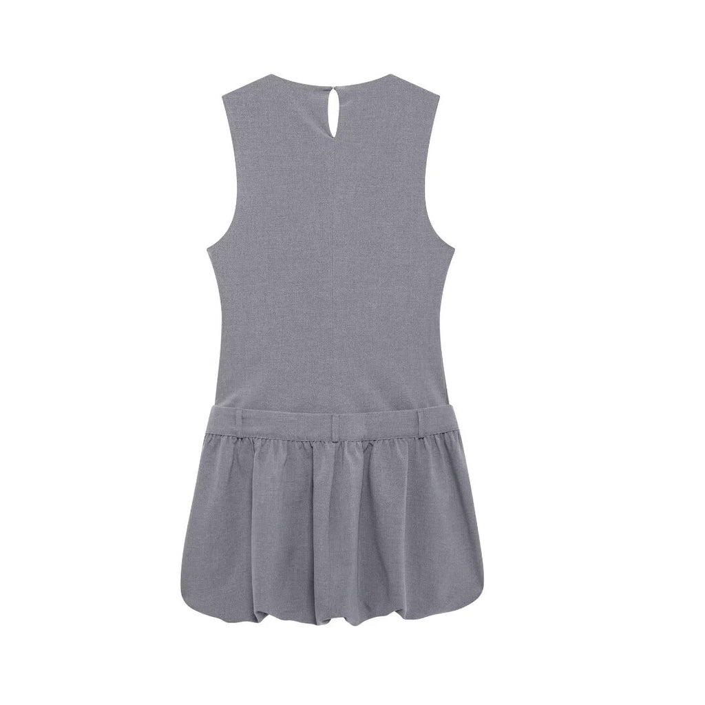 Women's Wide Swing Crew Neck Sleeveless Short Version Dress