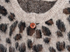 Women's Fall Stylish Simple Leopard Print Button Decoration Sweater