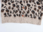 Women's Fall Stylish Simple Leopard Print Button Decoration Sweater