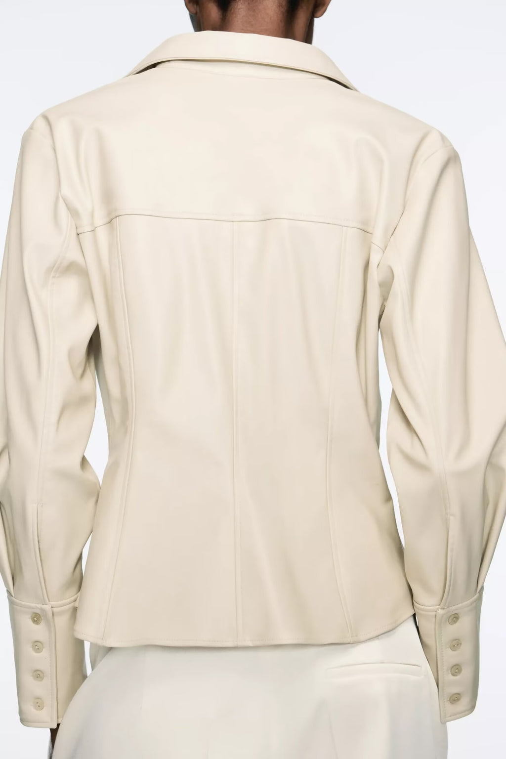Women's Fall Women Clothing Stylish Simple Faux Leather Slim Shirt
