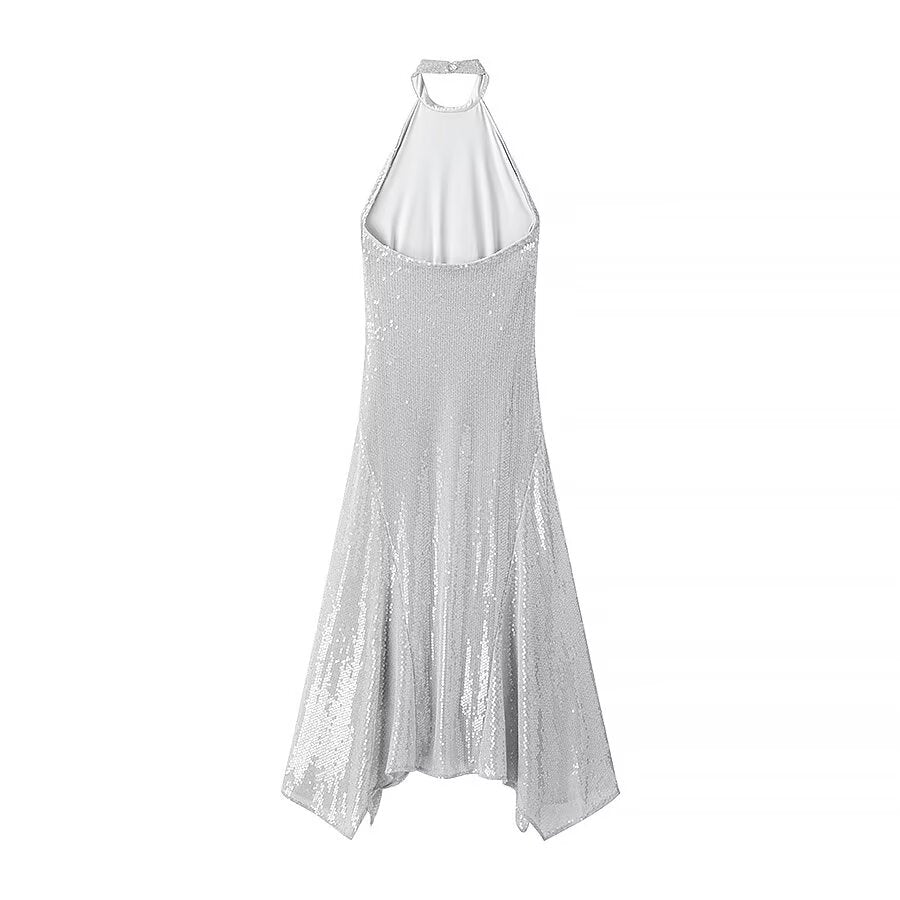 Women's Halter Neck Sequin Evening Dress