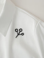 Women's Fall Women Clothing Stylish Simple Beaded Embroidered Satin Long Sleeve Shirt
