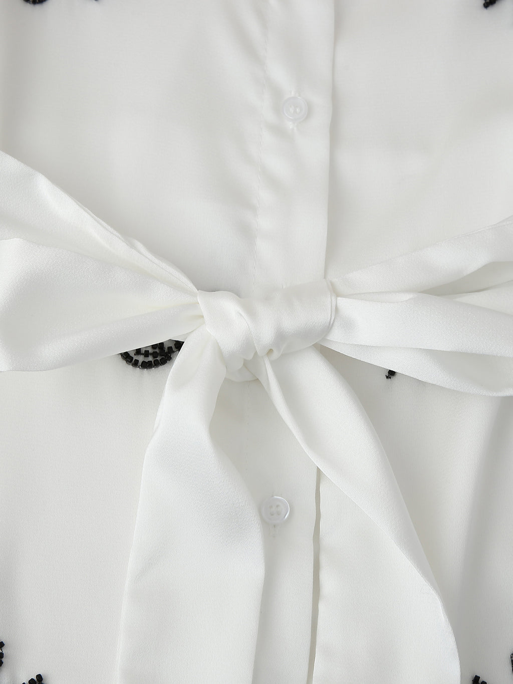 Women's Fall Women Clothing Stylish Simple Beaded Embroidered Satin Long Sleeve Shirt