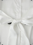 Women's Fall Women Clothing Stylish Simple Beaded Embroidered Satin Long Sleeve Shirt