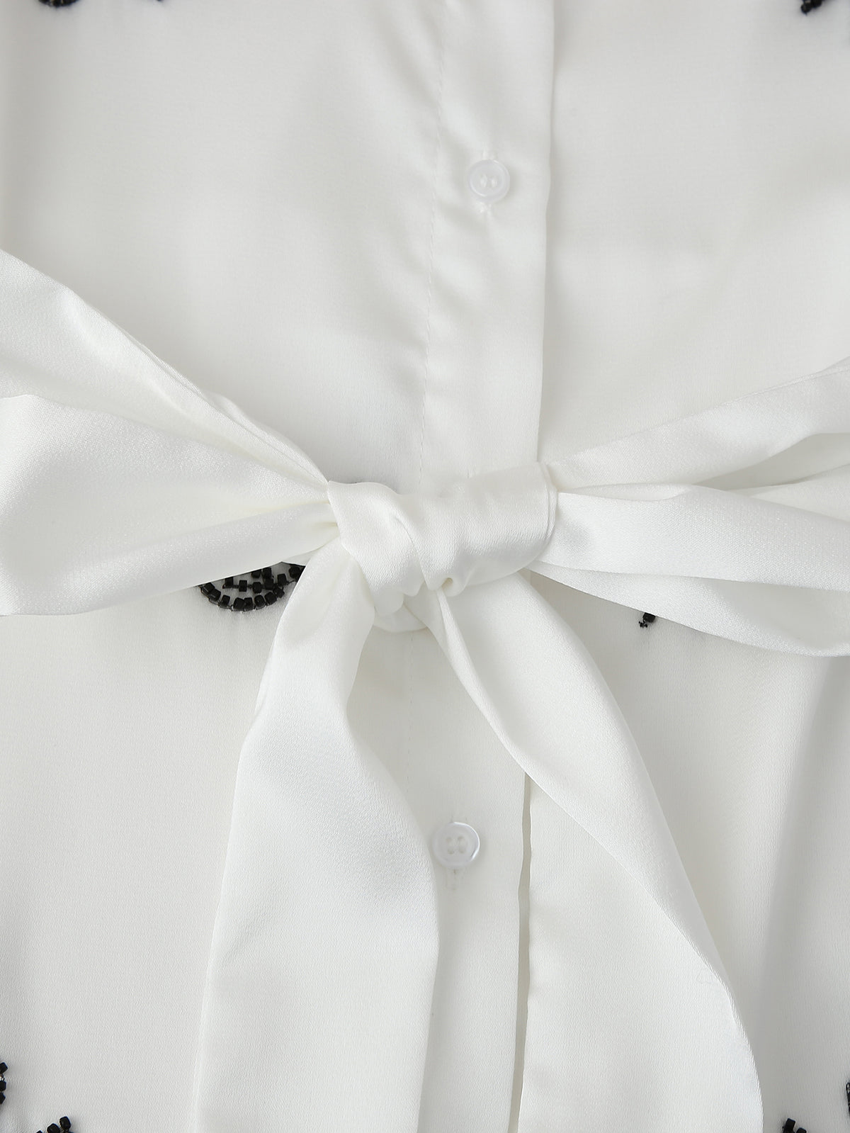 Women's Fall Women Clothing Stylish Simple Beaded Embroidered Satin Long Sleeve Shirt