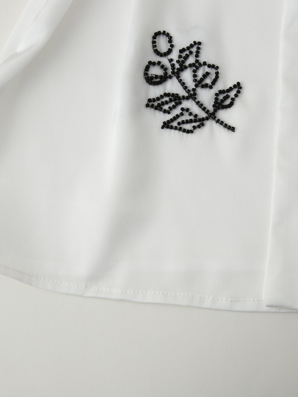 Women's Fall Women Clothing Stylish Simple Beaded Embroidered Satin Long Sleeve Shirt