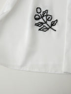 Women's Fall Women Clothing Stylish Simple Beaded Embroidered Satin Long Sleeve Shirt
