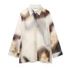 Women's Single Breasted Long Sleeve Printed Shirt