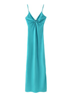 Women's Clothing Long Hollow Out Cutout Decorative Satin Sling Dress
