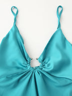 Women's Clothing Long Hollow Out Cutout Decorative Satin Sling Dress