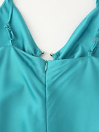 Women's Clothing Long Hollow Out Cutout Decorative Satin Sling Dress