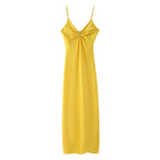 Women's Clothing Long Hollow Out Cutout Decorative Satin Sling Dress