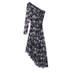 Floral One-Shoulder Asymmetric Midi Dress