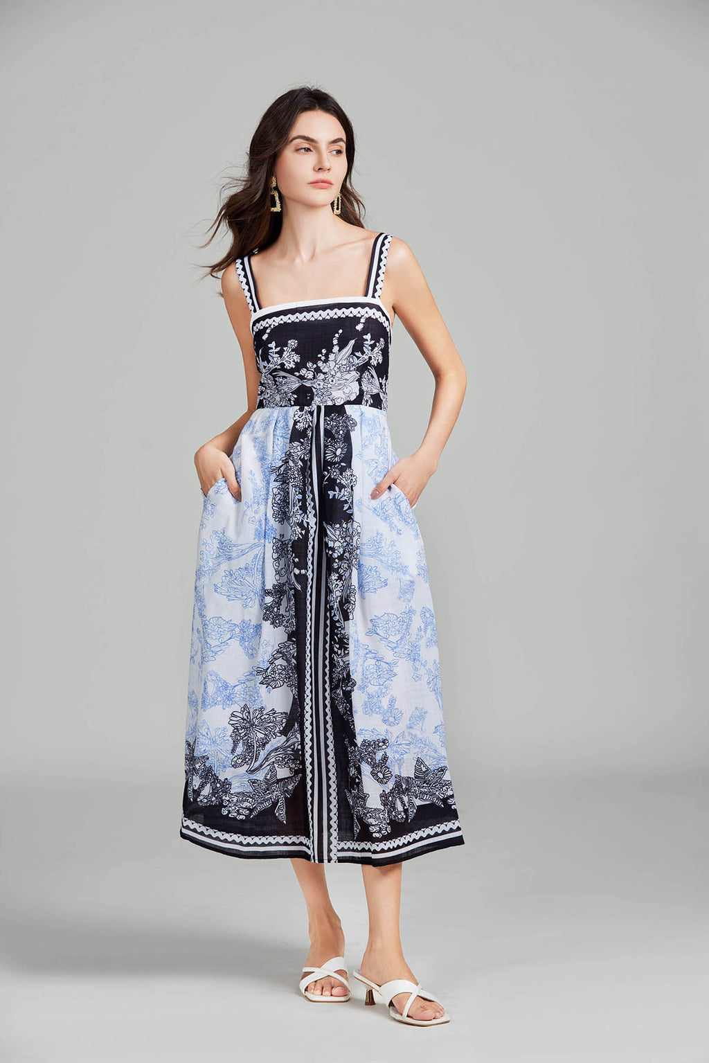 Women's 's Printed Halter A-Line Maxi Dress