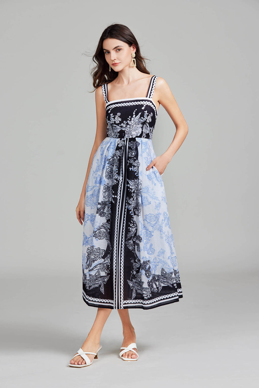 Women's 's Printed Halter A-Line Maxi Dress