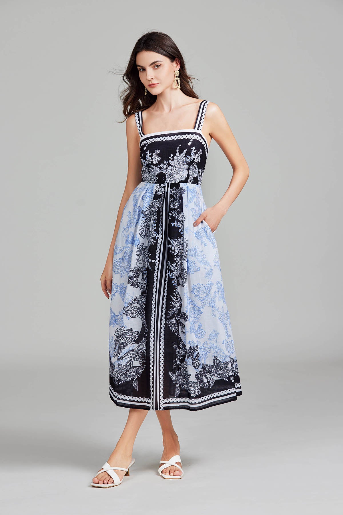 Women's 's Printed Halter A-Line Maxi Dress