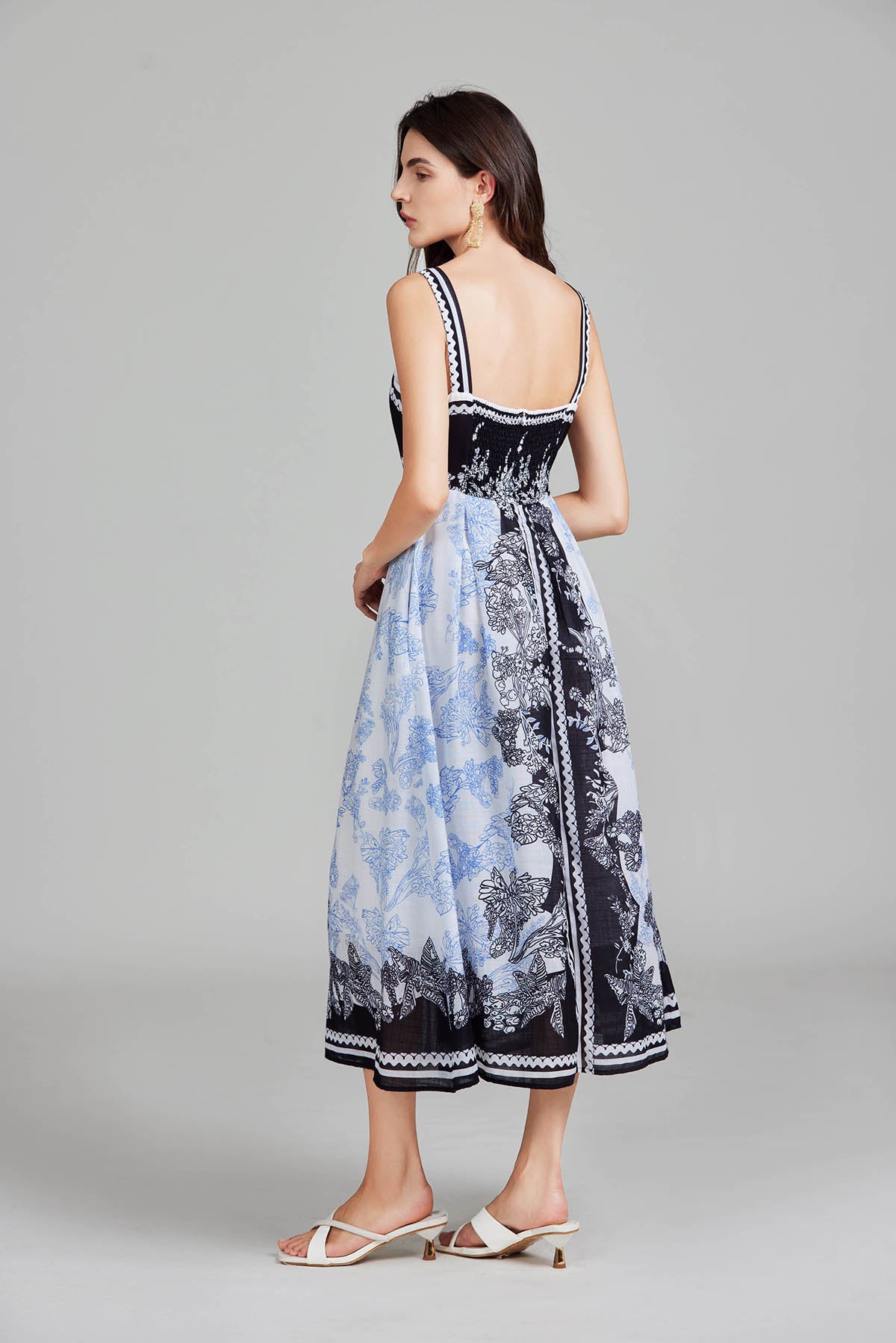 Women's 's Printed Halter A-Line Maxi Dress