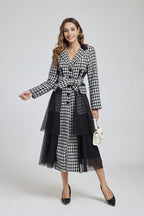 Women's 's Plaid Tweed Sequin Lace Dress