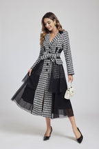 Women's 's Plaid Tweed Sequin Lace Dress