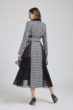 Women's 's Plaid Tweed Sequin Lace Dress