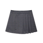 Women's Stripes Plaid Pleated Pantskirt Coordinated Two-Piece Set