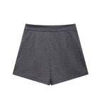 Women's Stripes Plaid Pleated Pantskirt Coordinated Two-Piece Set