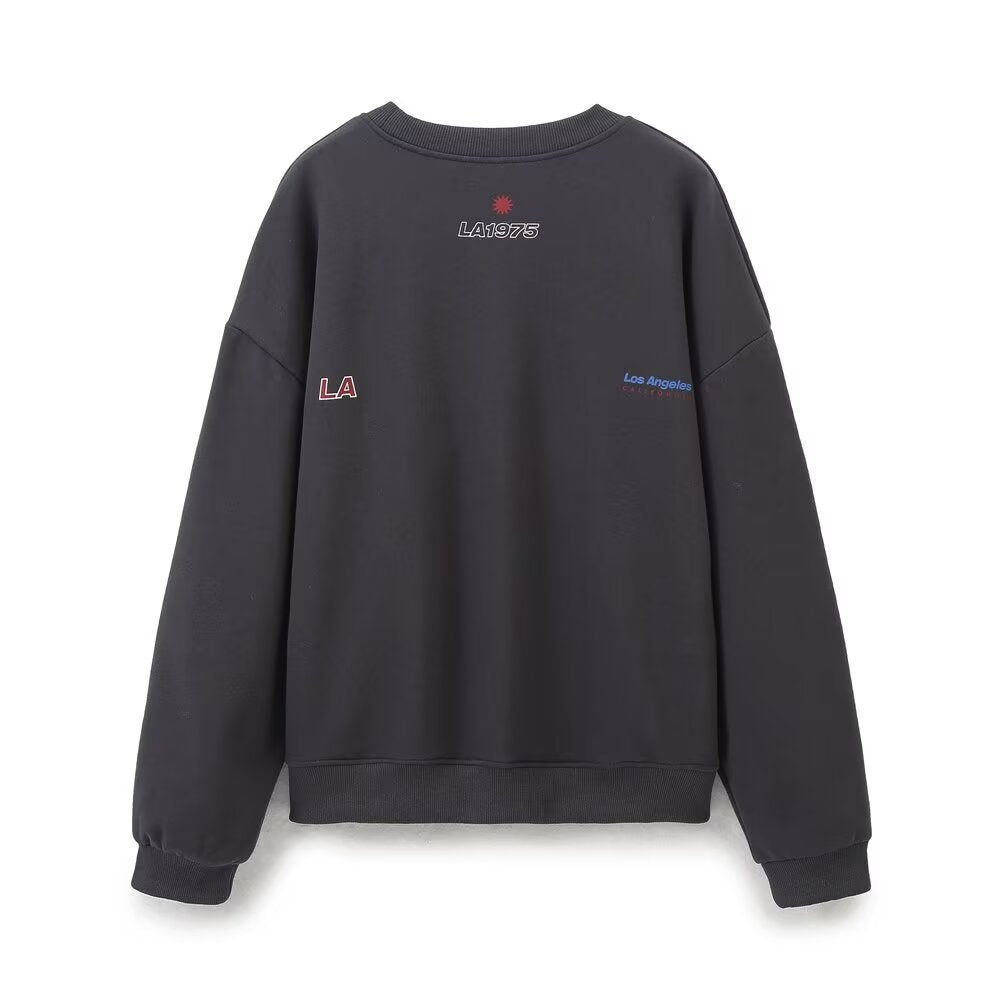 Fall Fashionable Printed Washed Sweatshirt Two-Piece Set