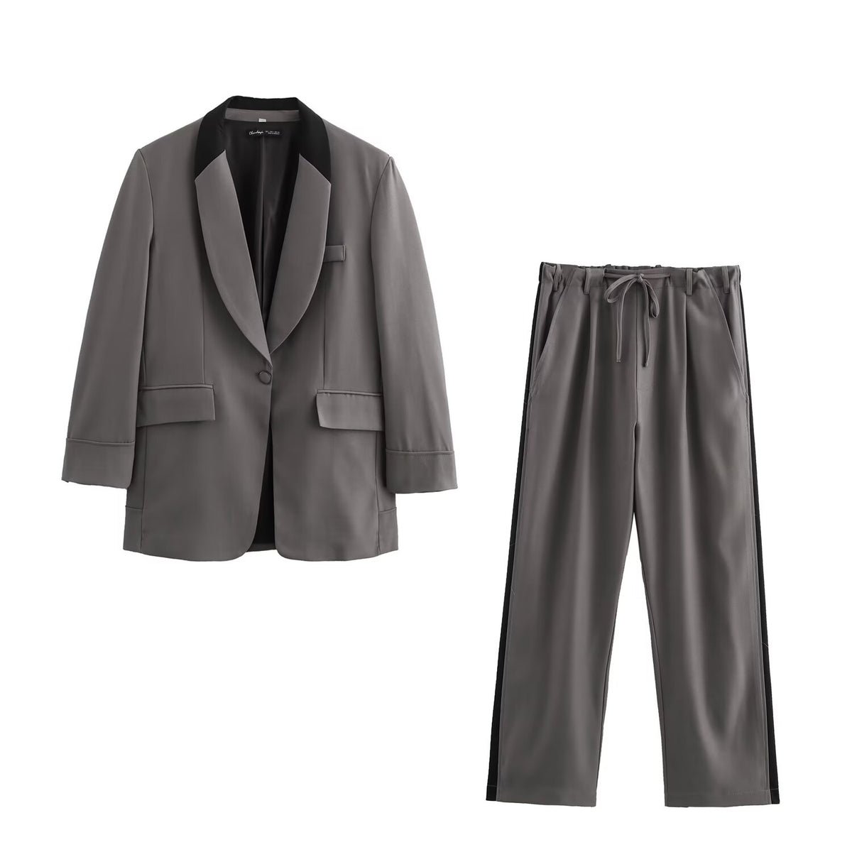 Spring And Autumn Casual Matching Color Pants Two-Piece Set