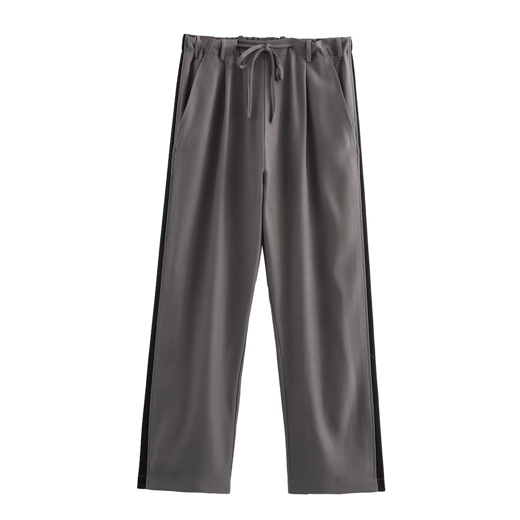 Spring And Autumn Casual Matching Color Pants Two-Piece Set