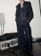 Autumn Clothing Laminated Decoration Denim Shirt Two-Piece Pants Sets