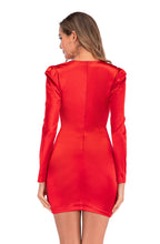 Women's Popular Women Clothing Spring Autumn Long Sleeve Sexy V-Neck Party Red Dress