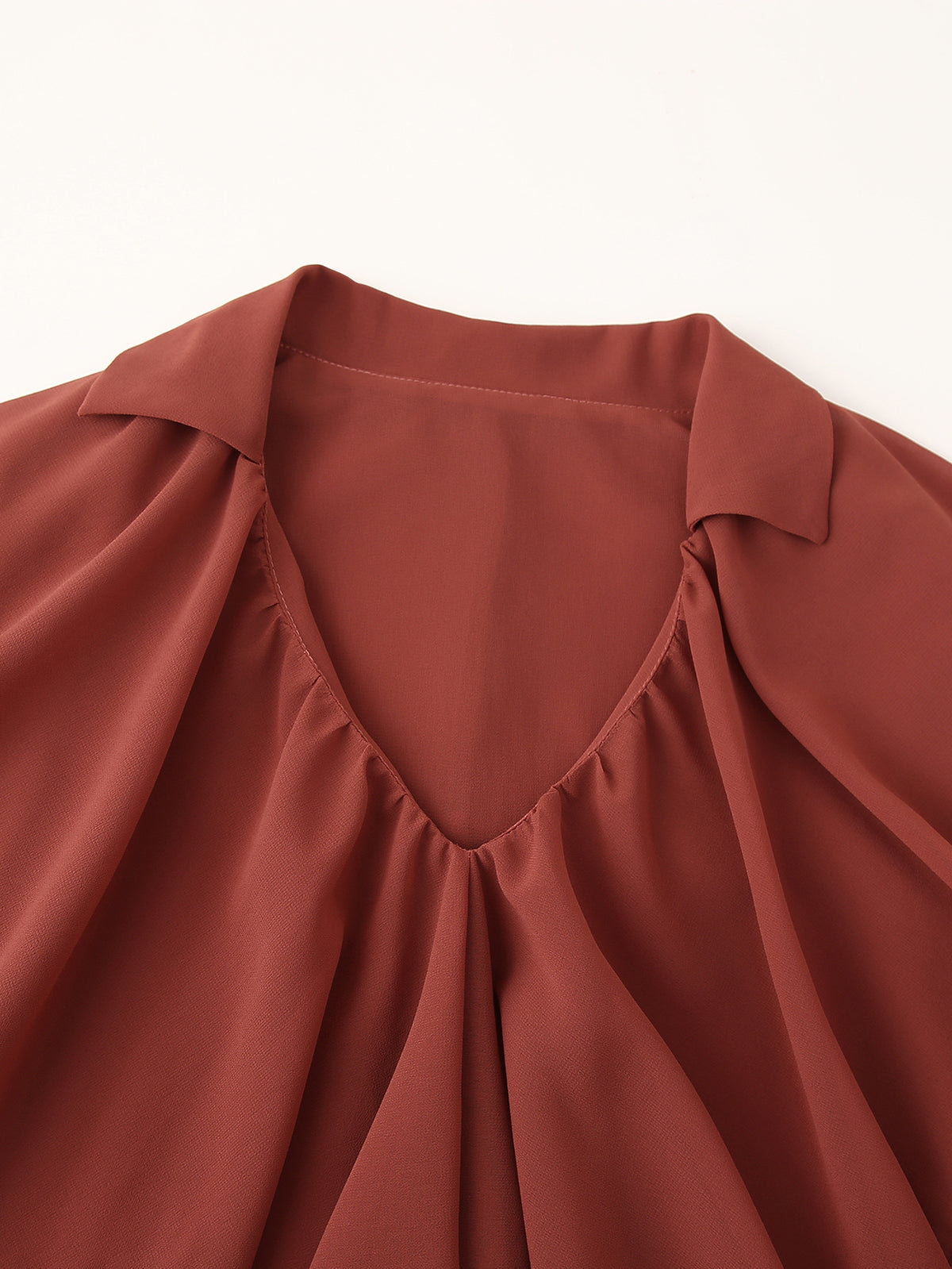 Women's Fall Women Clothing Stylish Simple Ruffled Chiffon Long Sleeve Top