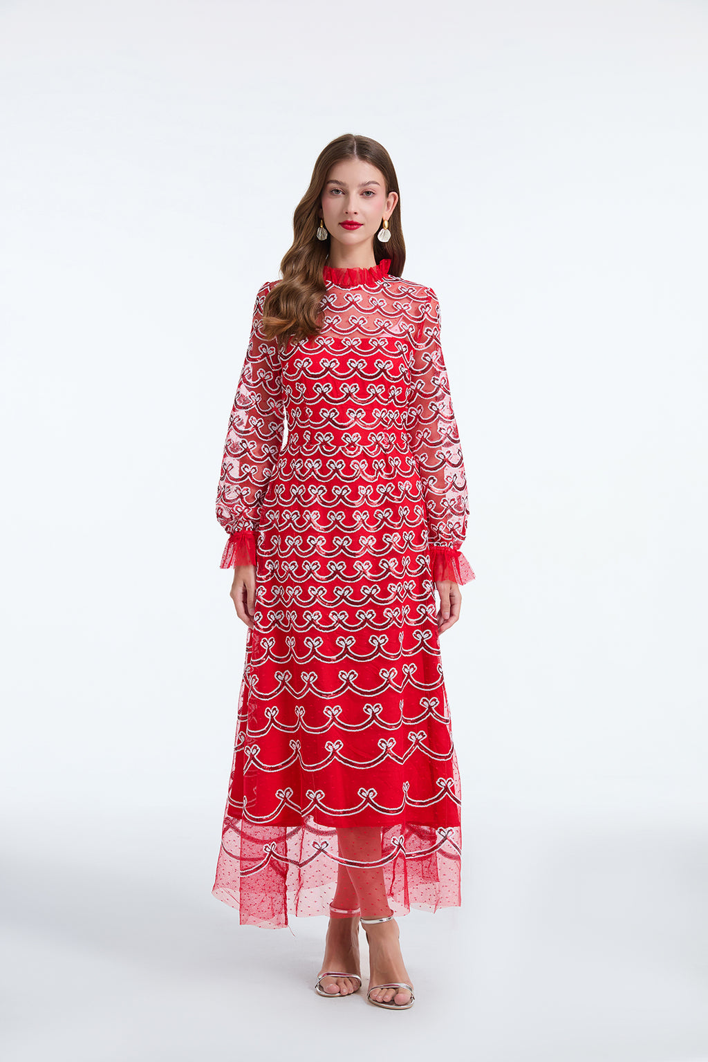 Women's 's Long-Sleeve Sequin A-Line Dress