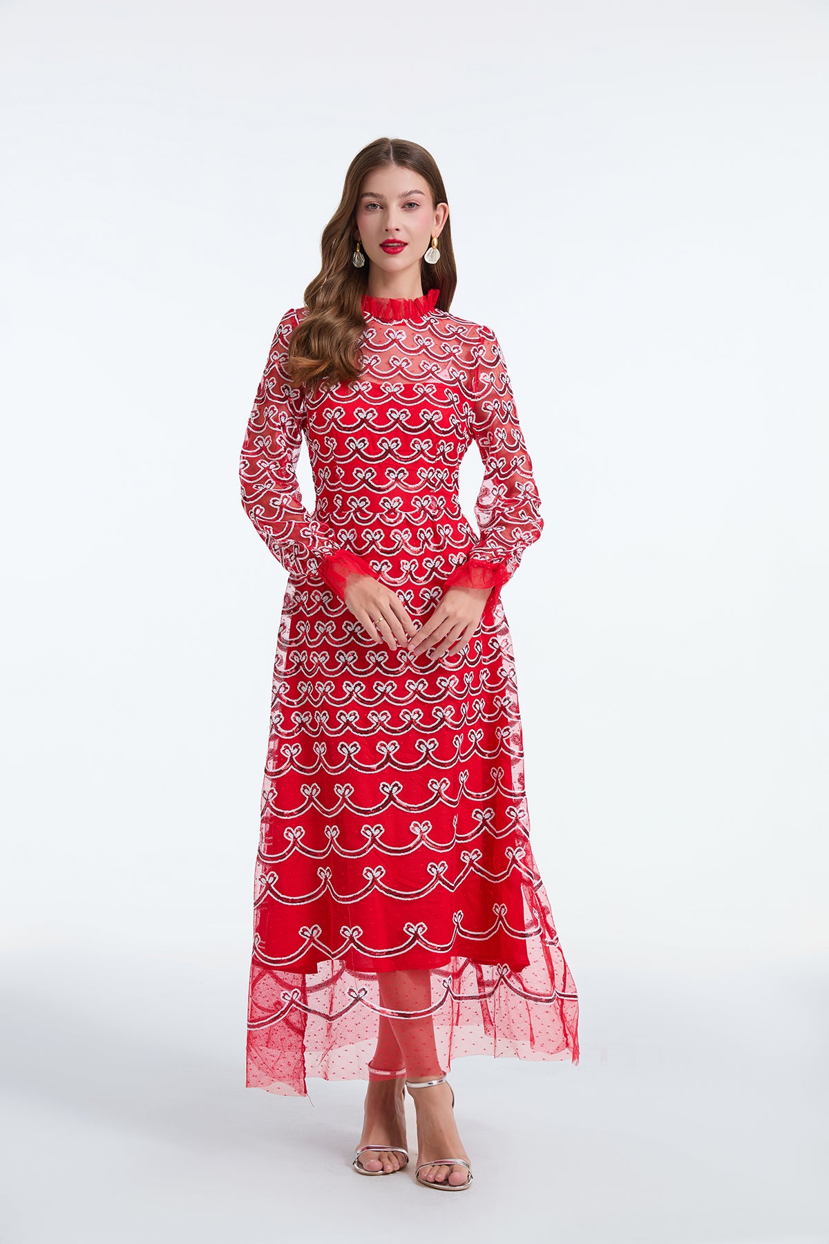 Women's 's Long-Sleeve Sequin A-Line Dress
