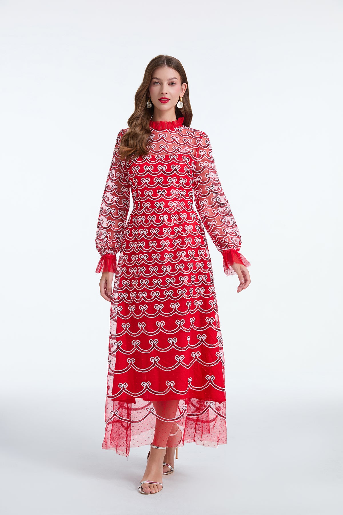 Women's 's Long-Sleeve Sequin A-Line Dress