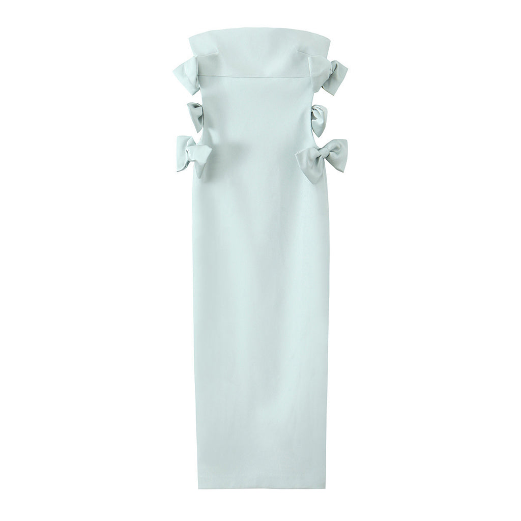 Bow-detail sleeveless slim-fit midi dress