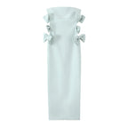 Bow-detail sleeveless slim-fit midi dress
