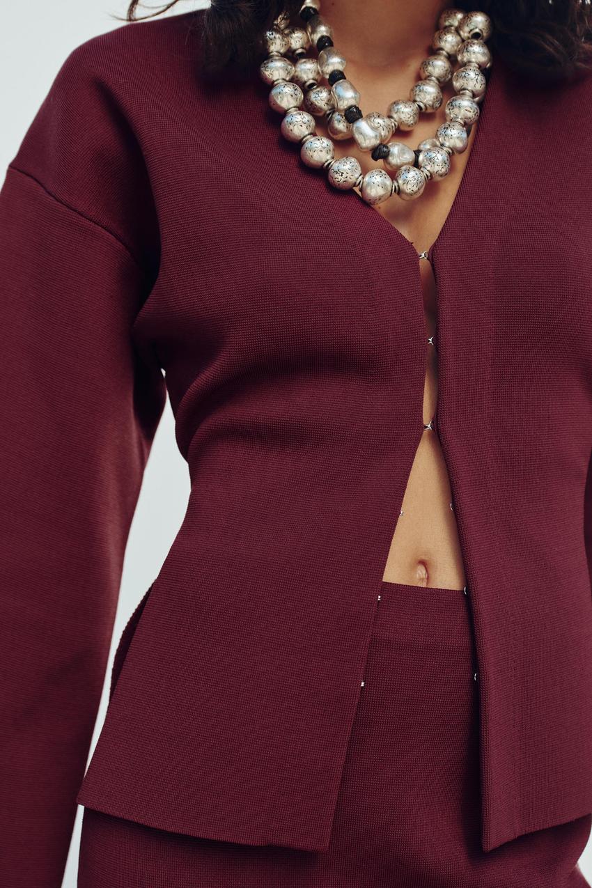 Women's Knit V-Neck Long-Sleeve Skirt Suit Two-Piece Set