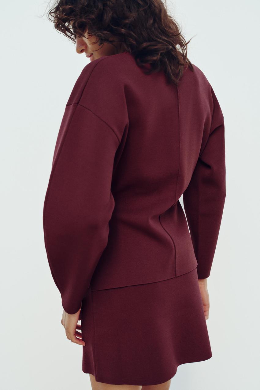 Women's Knit V-Neck Long-Sleeve Skirt Suit Two-Piece Set