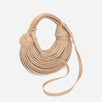 Woven Faux Leather Crescent Bag